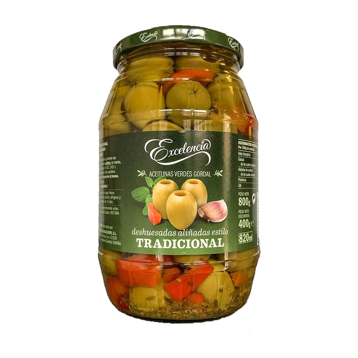 ACEITUNAS GORDAL ALIÑADAS EXCELENCIA 800 GR - 1