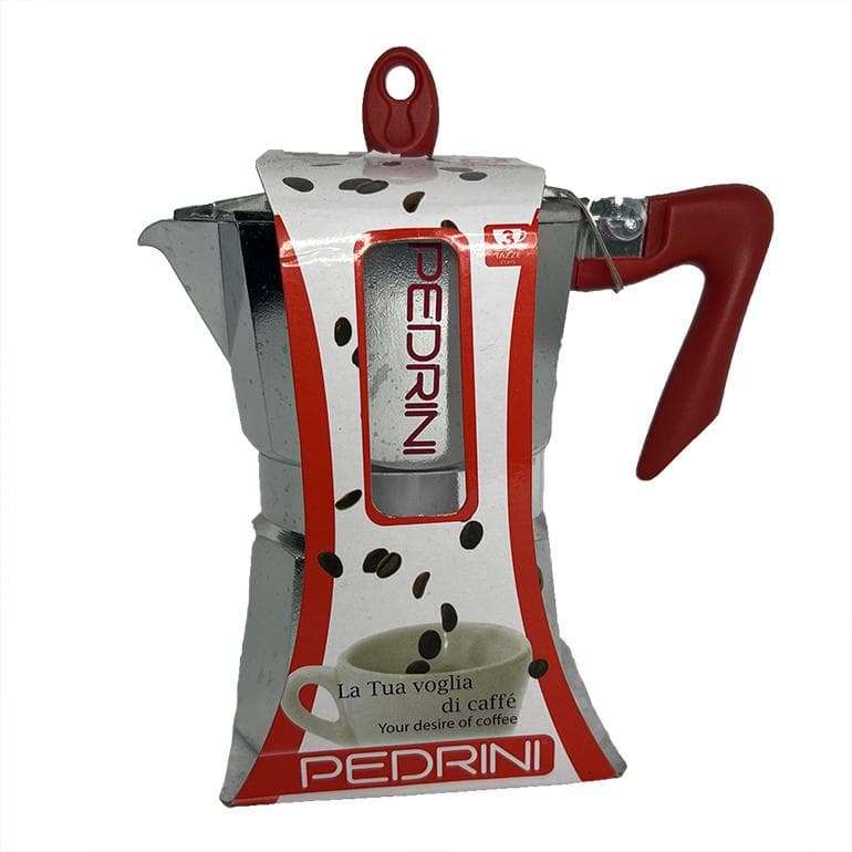 CAFETERA DE ALUMINIO ABRILLANTADO 3 TAZAS PEDRINI