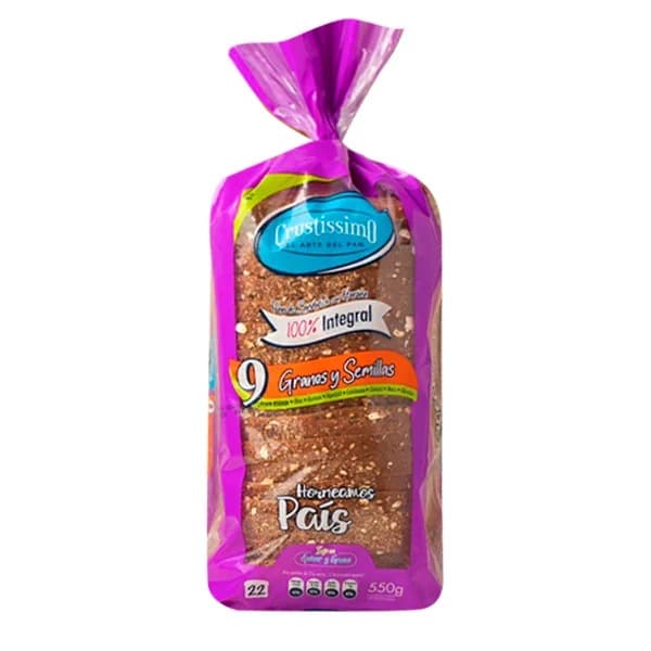 PAN DE SANDWICH 9 GRANOS Y SEMILLAS CRUSTISSIMO 550GR - 1